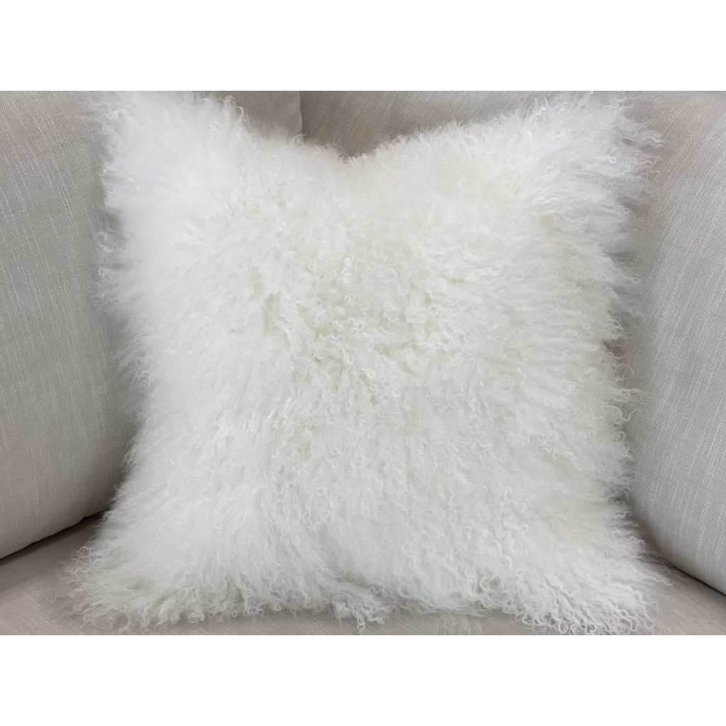 Luxury Tibetan Fur Pillow 20x20 Bleached White Luxuria