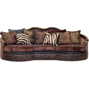 Hazel Sofa Brown with Velvet and Leather Croc