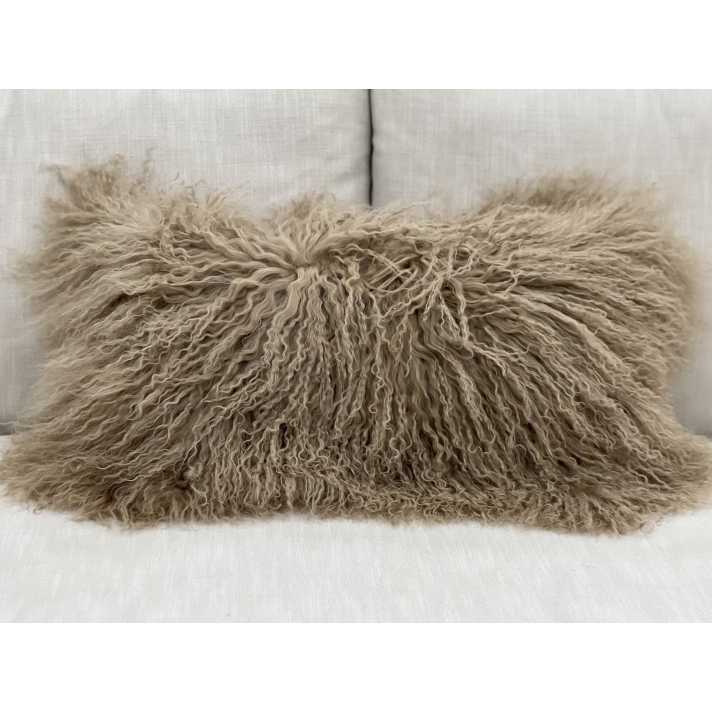Luxury Tibetan Fur Pillow 12x24 Dark Beige Luxuria