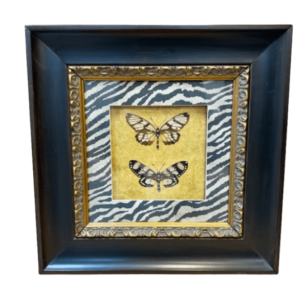 Framed Butterflies on Zebra Print Mat with Crystals