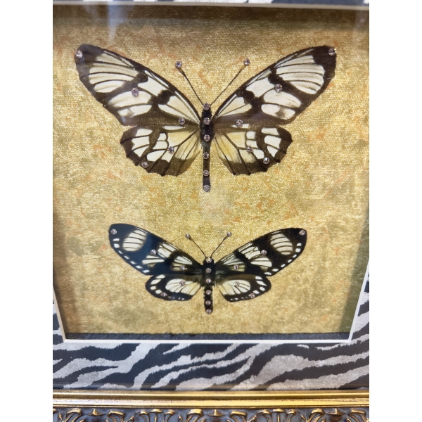 Framed Butterflies on Zebra Print Mat with Crystals - Image 2