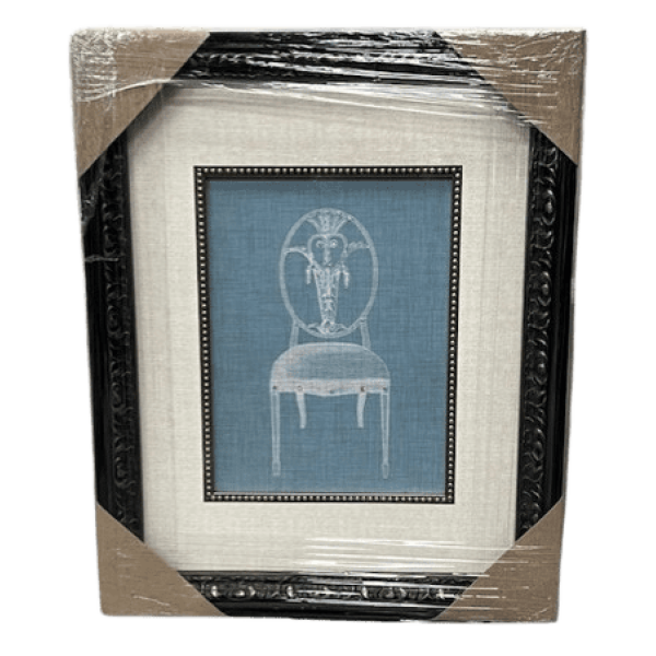 White Chair on Blue Background with Crystals Large