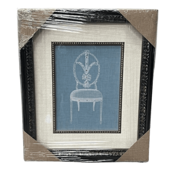 White Chair on Blue Background with Crystals Small