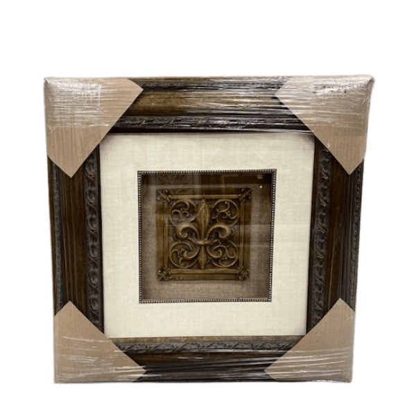 Framed Fleur de Lis Tile with Crystals