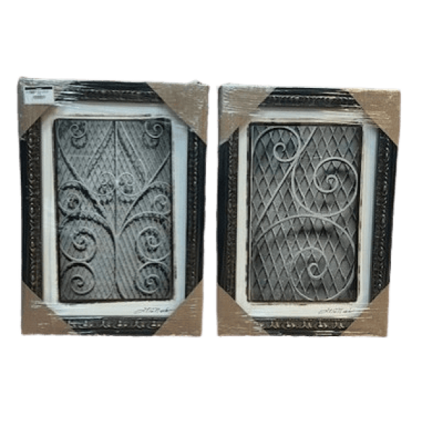 Set of 2 Black and White Iron Scroll Prints