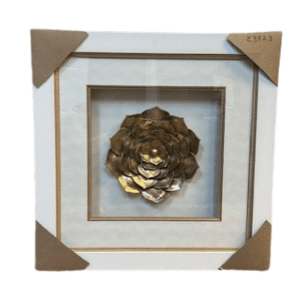 Framed Gold 3D Flower