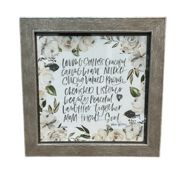 Framed Loving, Selfless, Graceful Words for Mom with Crystals