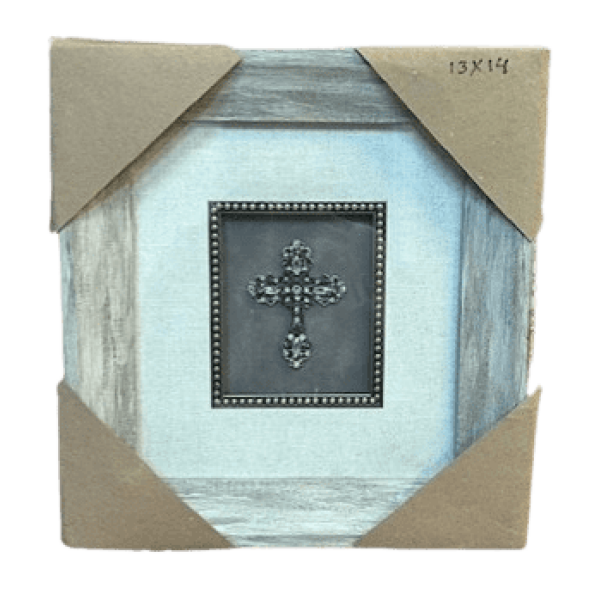 Jeweled Cross with Gray Barnwood Frame