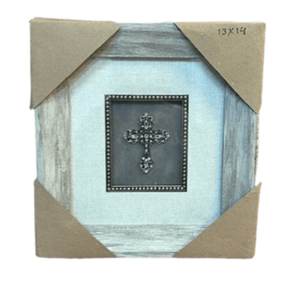 Jeweled Fleur de Lis with Distressed Silver Frame