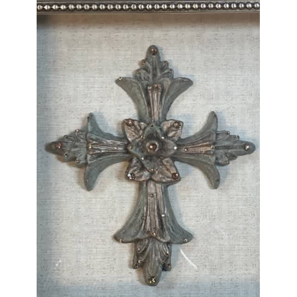 Taupe Cross with Crystals - Image 2