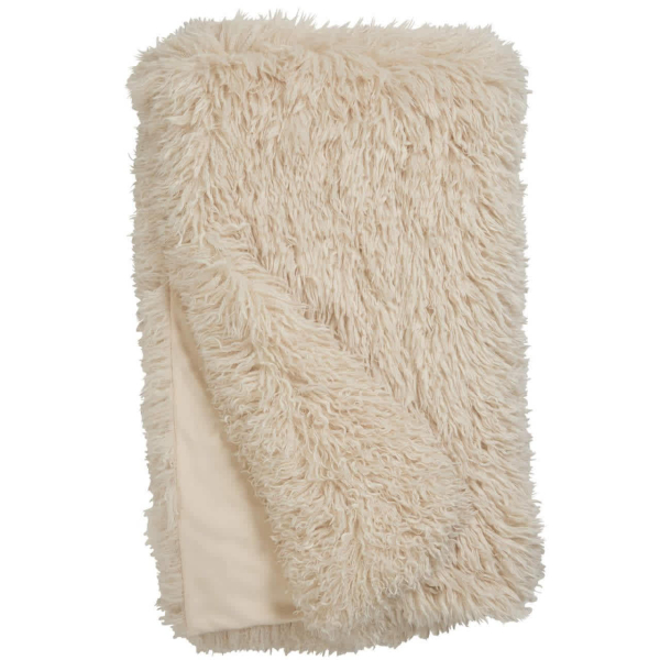 Luxury Cream Mongolian Faux Fur Throw