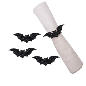 Jeweled Halloween Bat Napkin Rings Set of 4