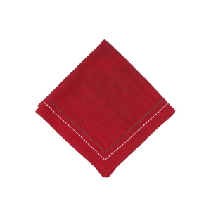 Red Christmas Napkins Set of 4 with Embroidered Trim