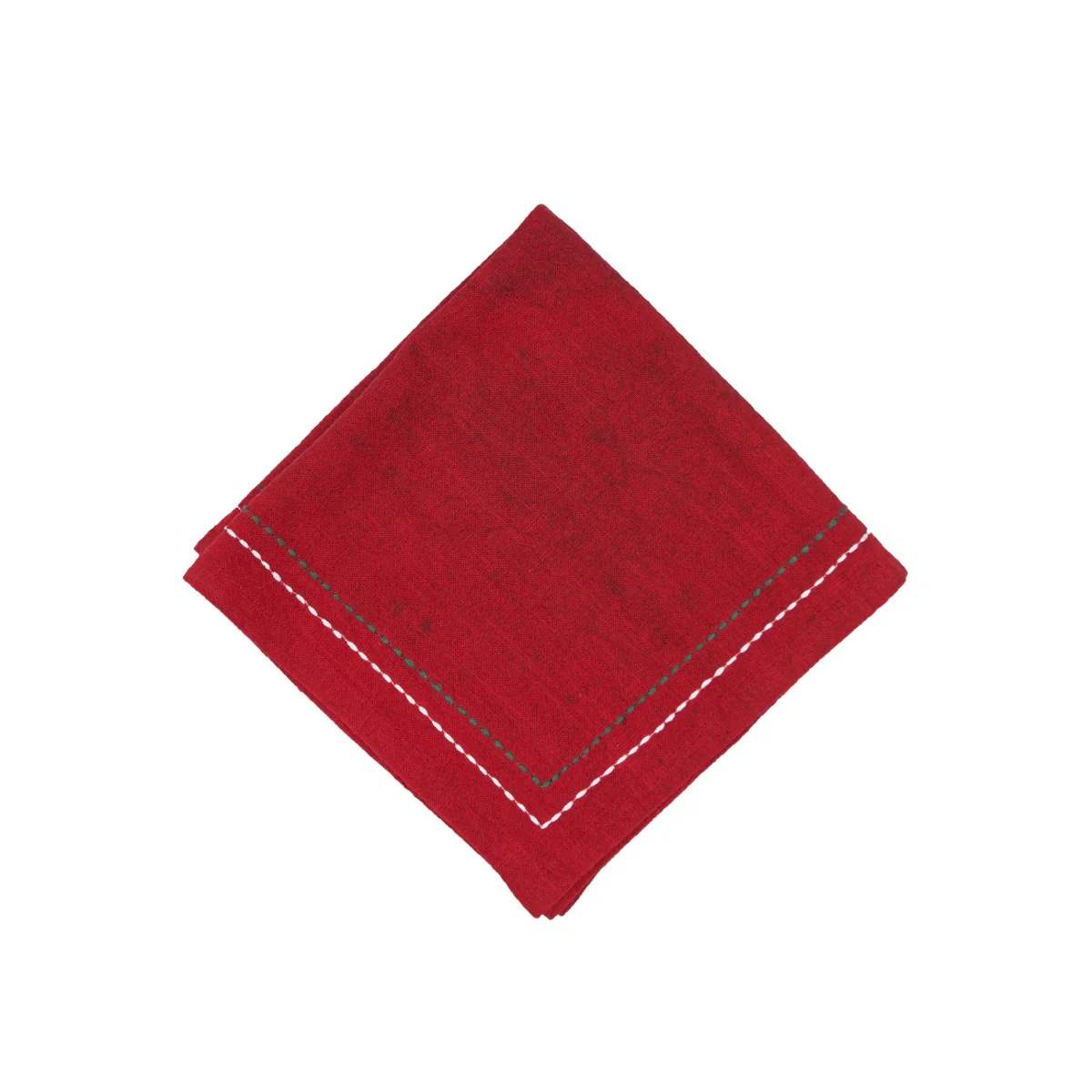 Red Christmas Napkins Set of 4 with Embroidered Trim