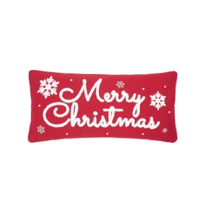 Embroidered Red and White Merry Christmas Pillow