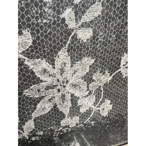 Grey and Black Floral Lace with Crystals - Image 2