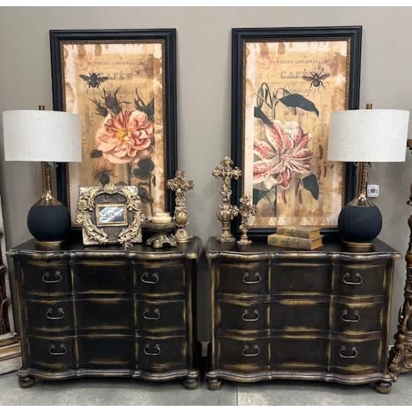 Large Framed Florals and Bees Set of 2