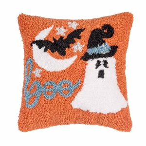 Orange Ghost Hooked Mini Pillow