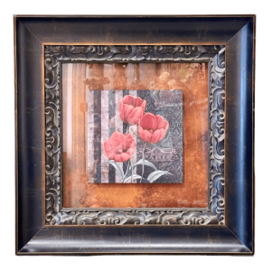 Red Tulips in Black Frame