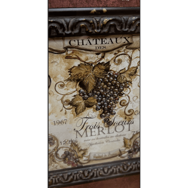 Vintage Merlot Wine Label with Crystals - Image 2