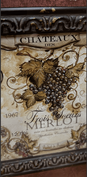 Vintage Merlot Wine Label with Crystals - Image 2