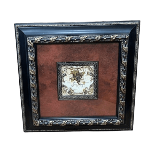 Vintage Merlot Wine Label with Crystals