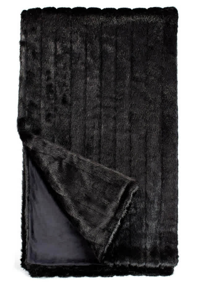 Luxury Black Mink Faux Fur Throw 60x72