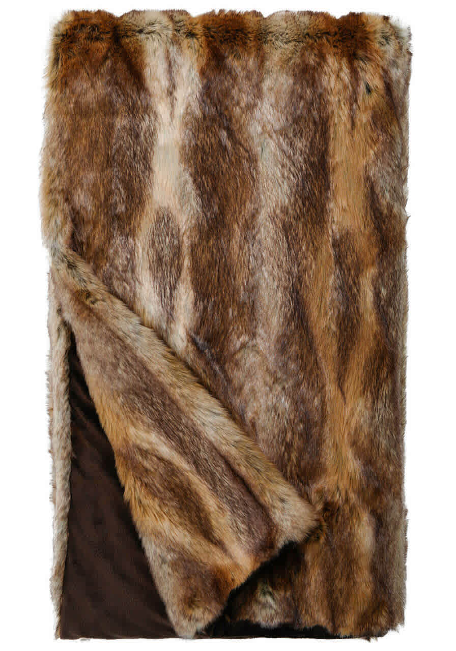 Luxury Brown and Tan Faux Fur Throw 60x72