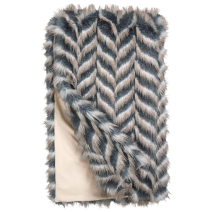 XL Luxury Grey Chevron Fur Throw 60x86