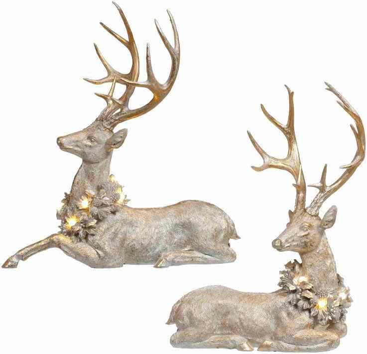 Mark Roberts Collectible Set of 2 Deer with LED Wreaths