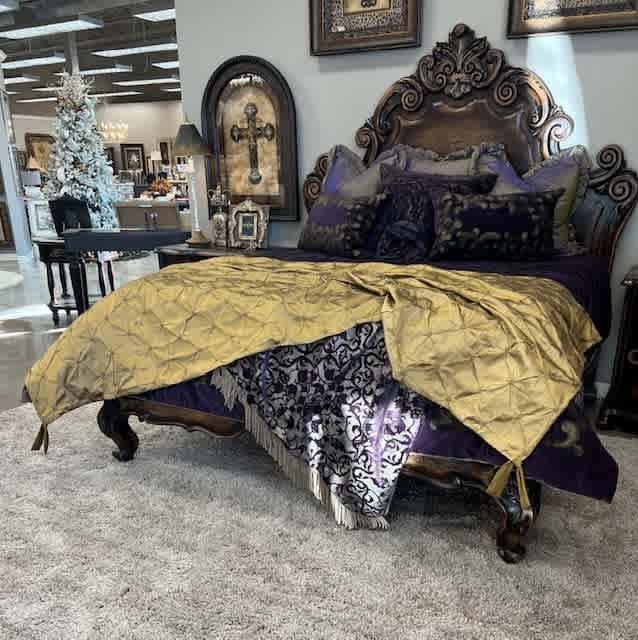 Luxury Bronze Silk Oversized Decorative King Bed Scarf