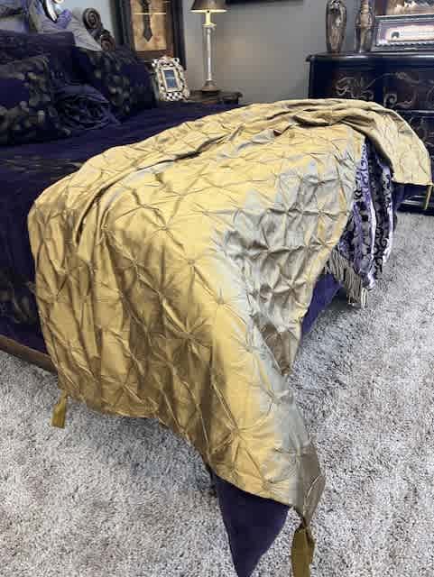 Luxury Bronze Silk Oversized Decorative King Bed Scarf - Image 2