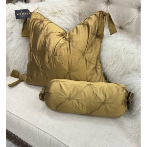 Luxury Bronze Silk Decorative Bolster Pillow