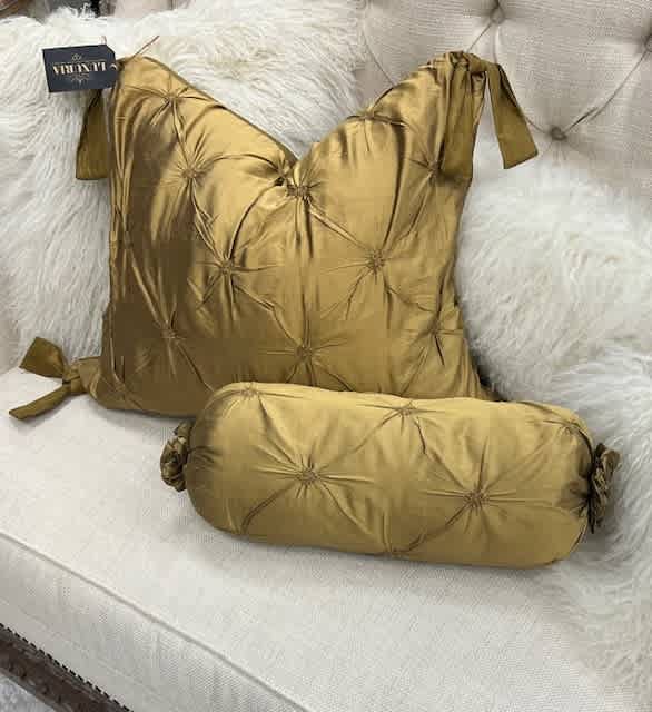 Luxury Bronze Silk Decorative Bolster Pillow
