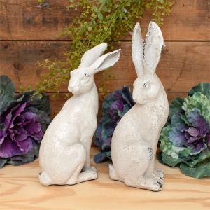 Distressed Cream Bunnies Set of 2