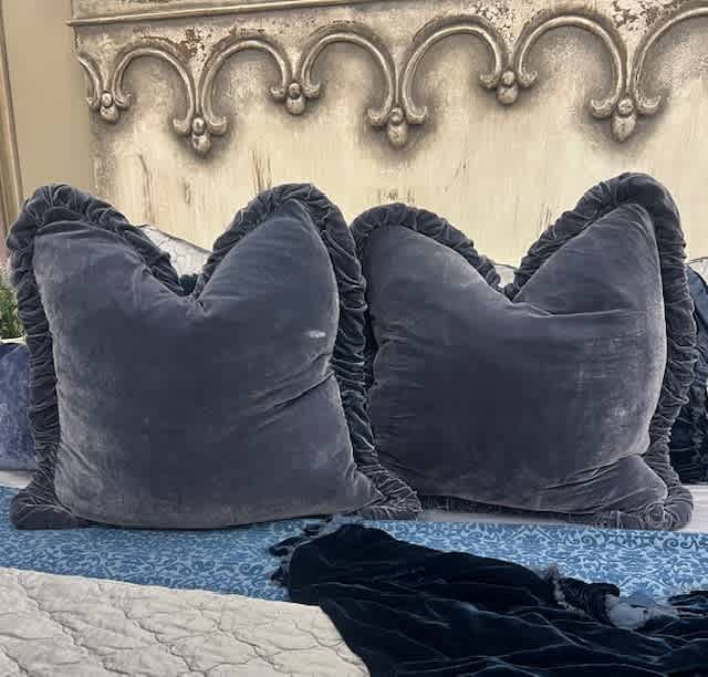 Silk Velvet Smoke Blue Pillow 30x30