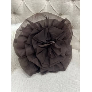 Sheer Taffeta Brown Rosette Pillow
