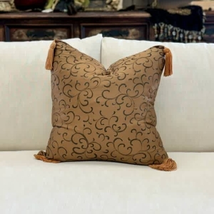 Hand Painted Carmel Silk Pillow 20x20