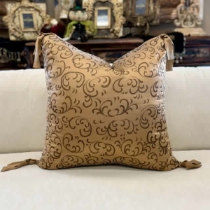 Hand Painted Carmel Silk Pillow 30x30