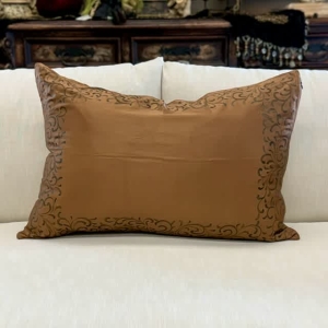 Hand Painted Carmel Silk Pillow Standard