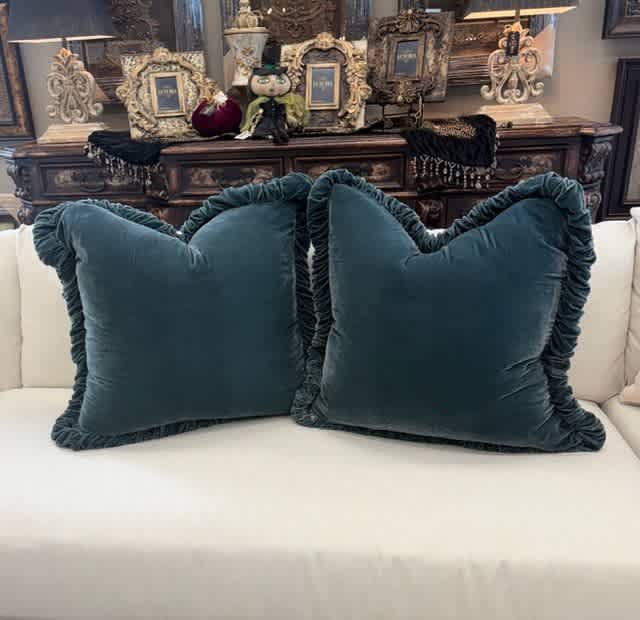 30x30 Teal Silk Velvet Pillow Sham